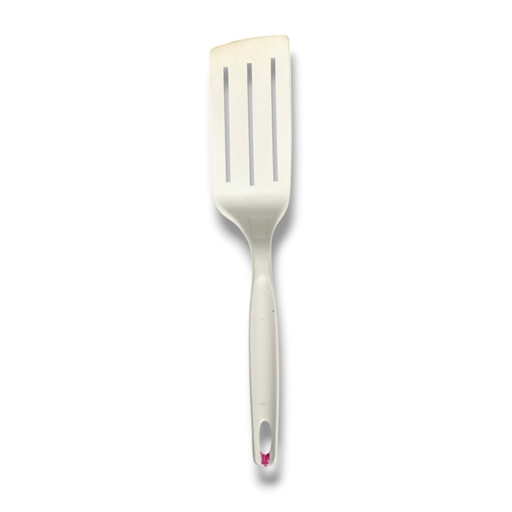 Vintage Foley Slotted Nylon Spatula Off-White Angled Kitchen Utensil USA Made